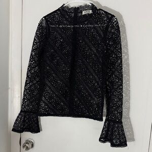 AMUR Intricate Black Lace Blouse